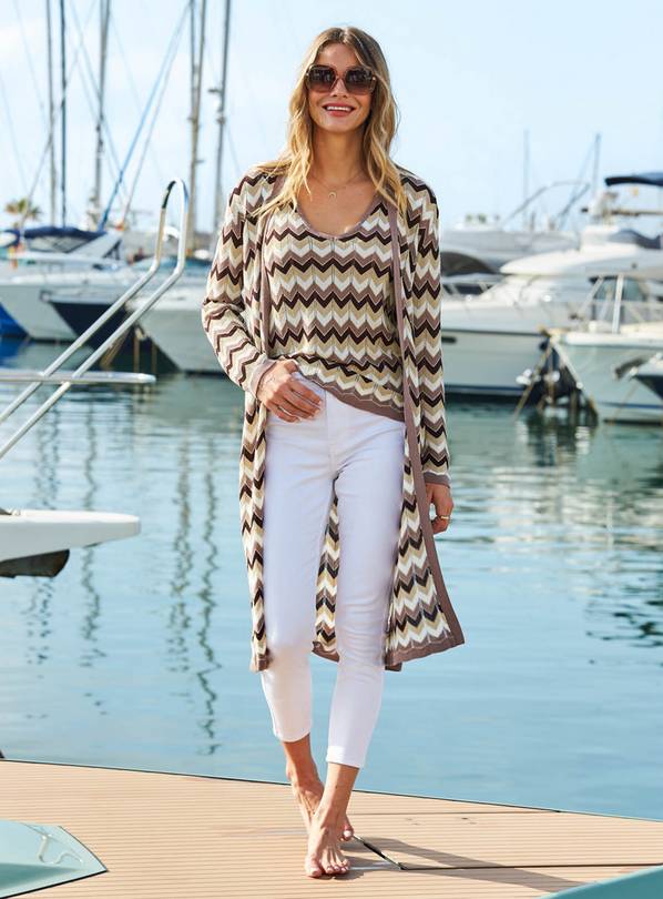 SOSANDAR Multi Chevron Cardigan With Lurex 10